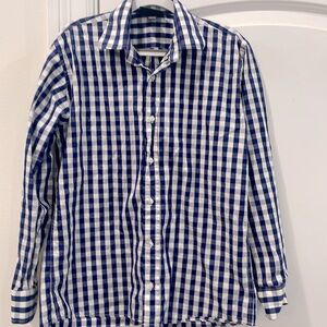 Oscar de la Renta Boys Dress Shirt, blue and white plaid - size 12
